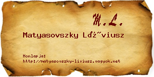 Matyasovszky Líviusz névjegykártya